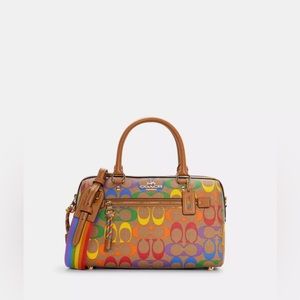 Coach Rowan Satchel In Rainbow Signature Canvas new with tags